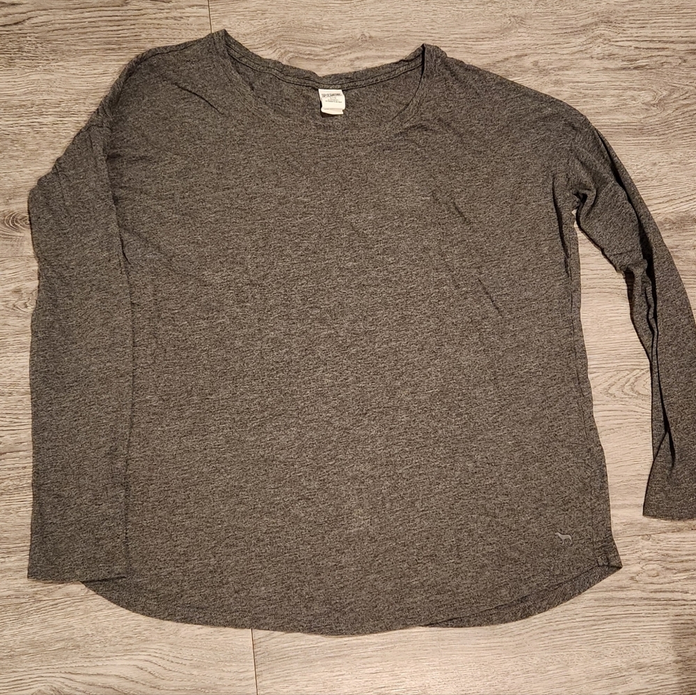 PINK Victoria's Secret Charcoal Long Sleeve Tee- Large